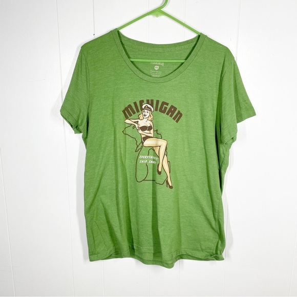 Peninsulas Green Michigan Ship Shape Graphic Short Sleeve Tee XXL - Picture 1 of 4